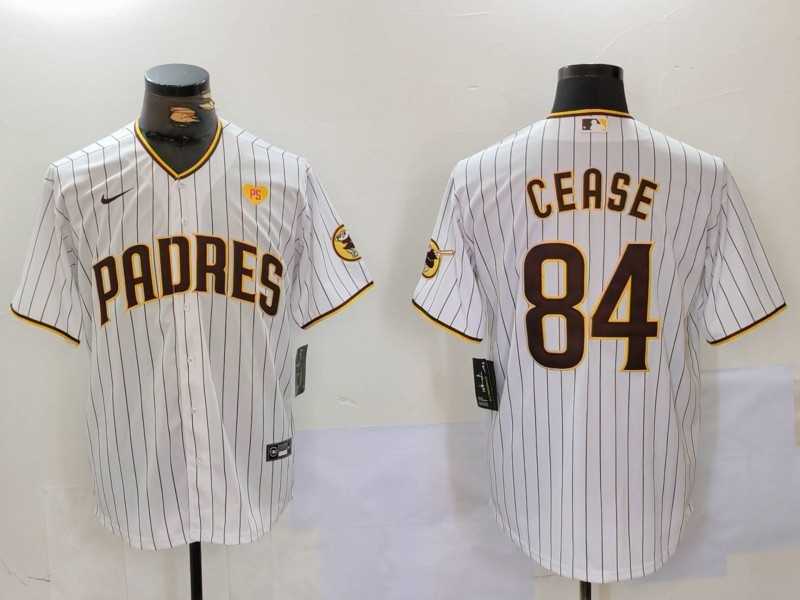 Men%27s San Diego Padres #84 Dylan Cease White Team Logo With PS Patch Stitched Cool Base Nike Jersey->alabama crimson tide->NCAA Jersey